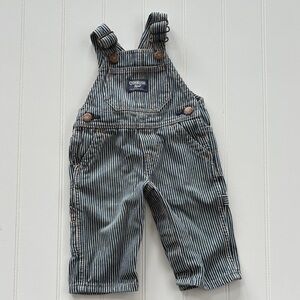 Oshkosh B’Gosh Blue and White Stripe Overalls 6M
